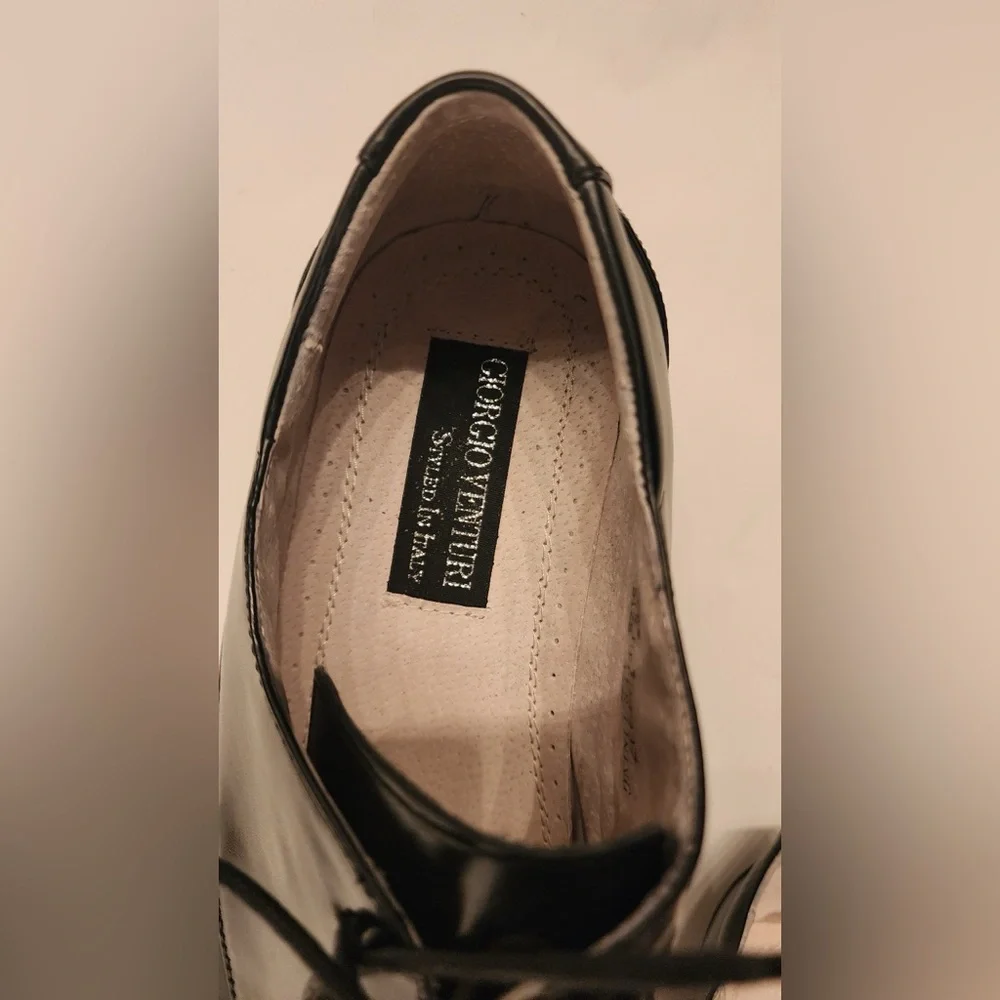 Giorgio Venturi Black Leather Men's Dress Shoes Size 12